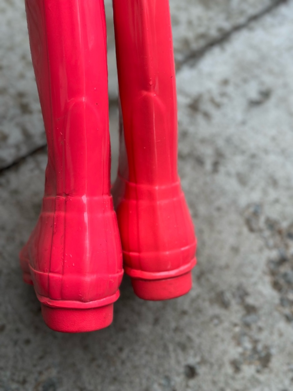 Hunter Original Tall Rain Boots Pink Red Gloss Waterproof Size 8 - Picture 7 of 12